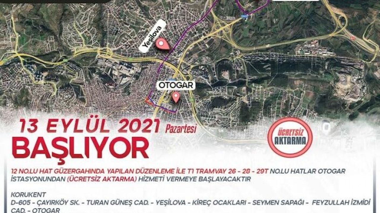 Hat 12’de ücretsiz aktarmalı ulaşım