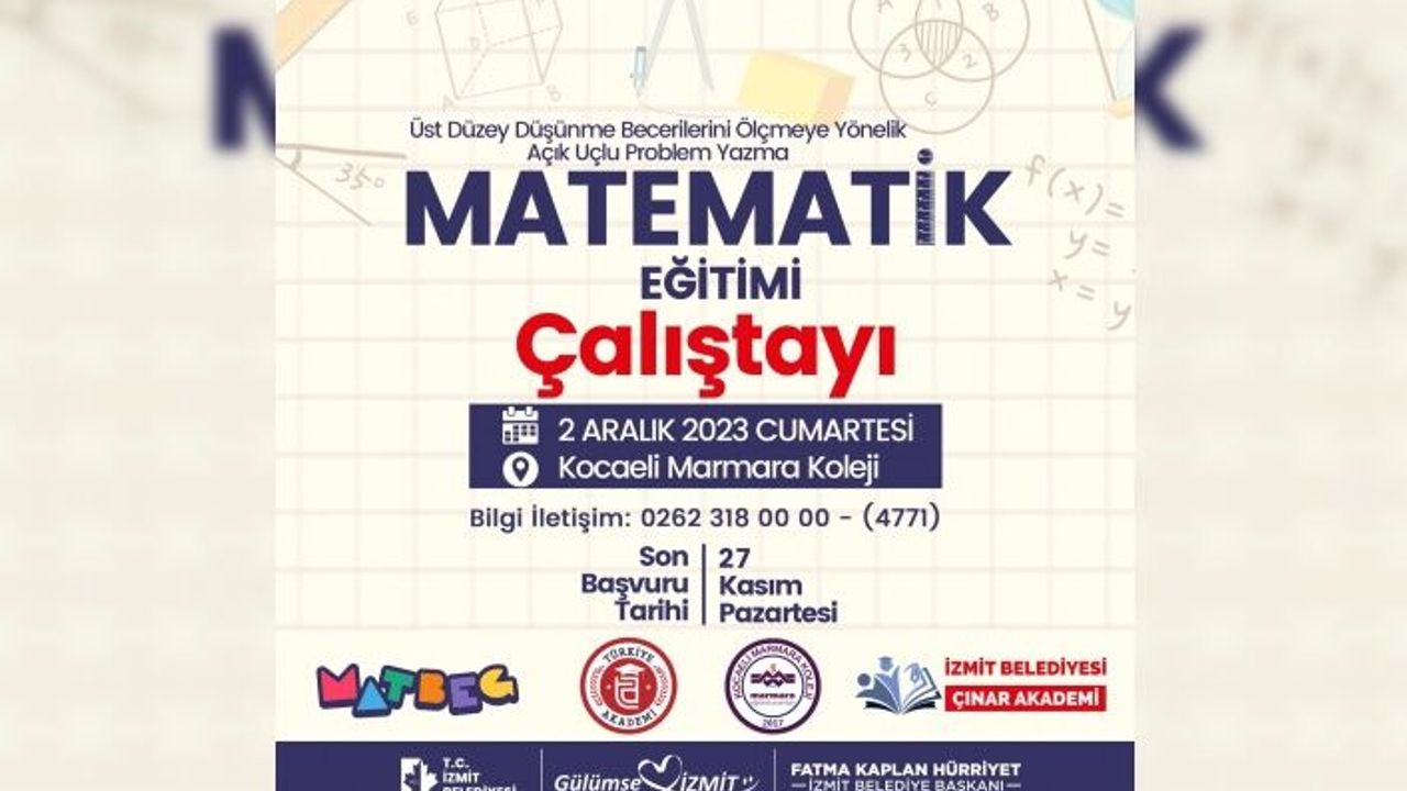 Çınar Akademi, Türkiye Akademi, Matbeg ve Kocaeli Marmara Koleji ‘Matematik Çalıştayı’ düzenleyecek