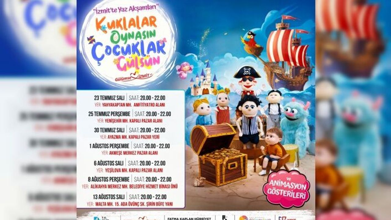 İzmit’te, Çocuklar İçin, Renkli Yaz Akşamları Başlıyor!