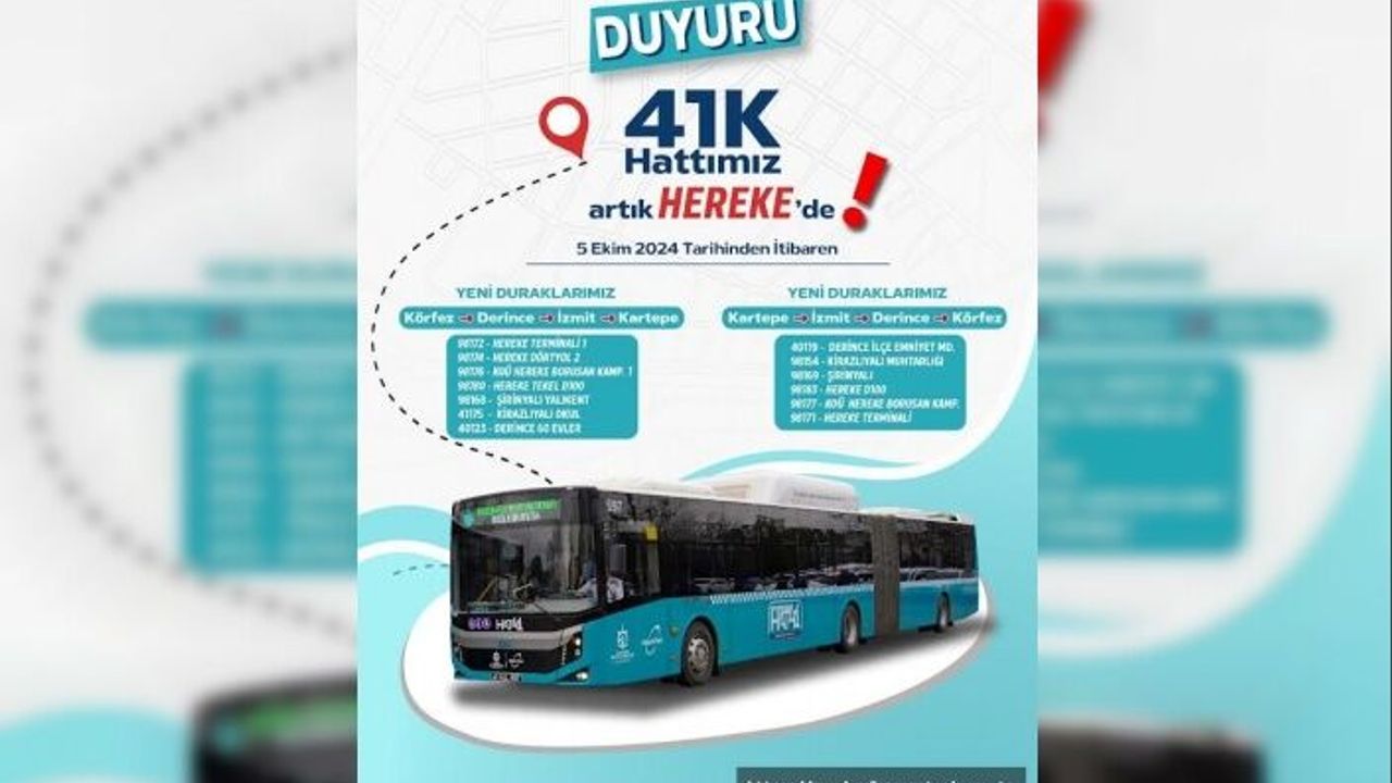 Büyükşehir Belediyesi 41K Hattına Hereke Güzergahı Eklendi