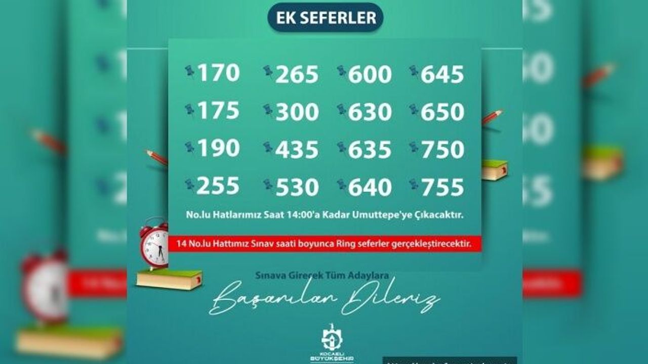 ALES Sınavı İçin Ek Otobüs Sefer Saatleri