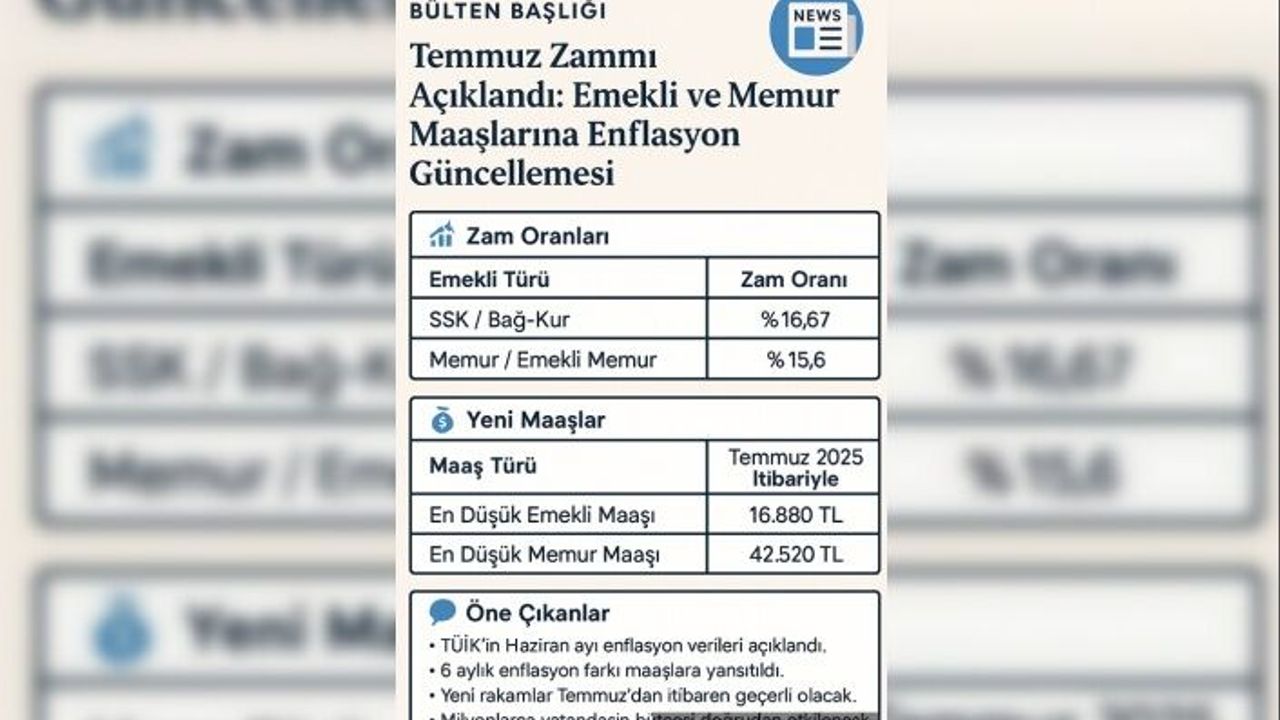 Emekli ve Memur Maaşlarına Enflasyon Düzenlemesi