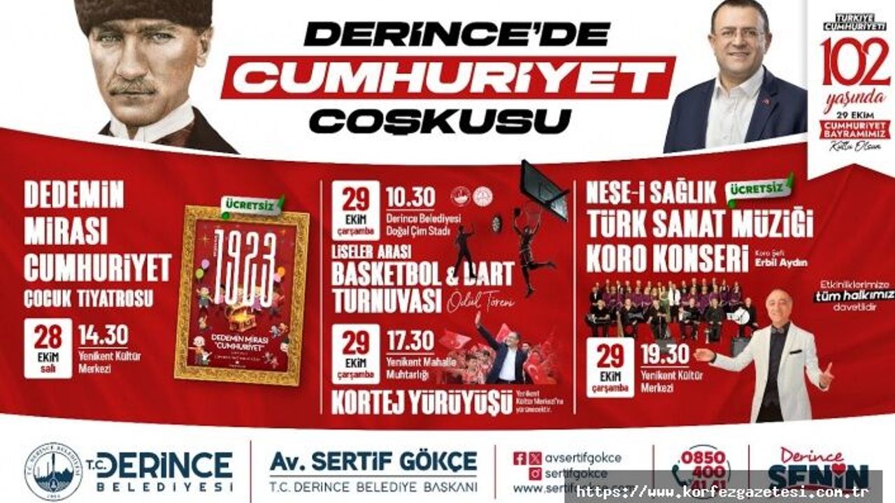 Derince’de Cumhuriyet Bayramı İki Günlük Etkinliklerle Kutlanıyor