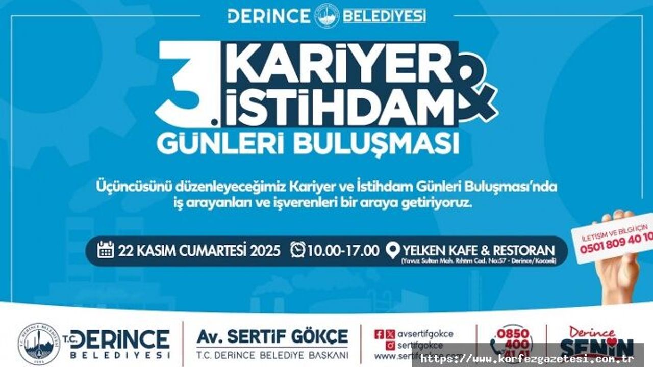 Derince’de Kariyer ve İstihdam Buluşması 22 Kasım’da Gerçekleşiyor