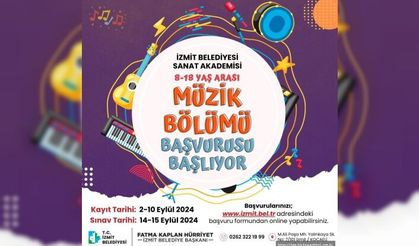 İzmit Belediyesi, Sanat Akademisi'nde, Müzik Bölümü Yetenek Taraması Başvuruları Başladı