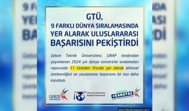 GTÜ 11 farklı dünya üniversitesi sıralamasında 9. sırada yer aldı