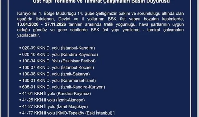 Kocaeli’de Yol Çalışmaları Başlıyor