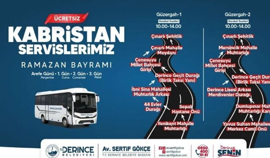 Derince Belediyesi’nden Bayramda Ücretsiz Kabristan Seferleri