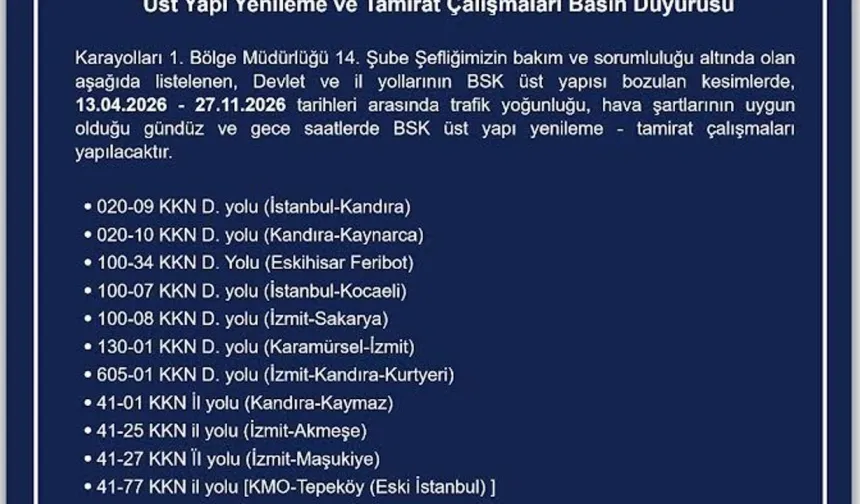 Kocaeli’de Yol Çalışmaları Başlıyor